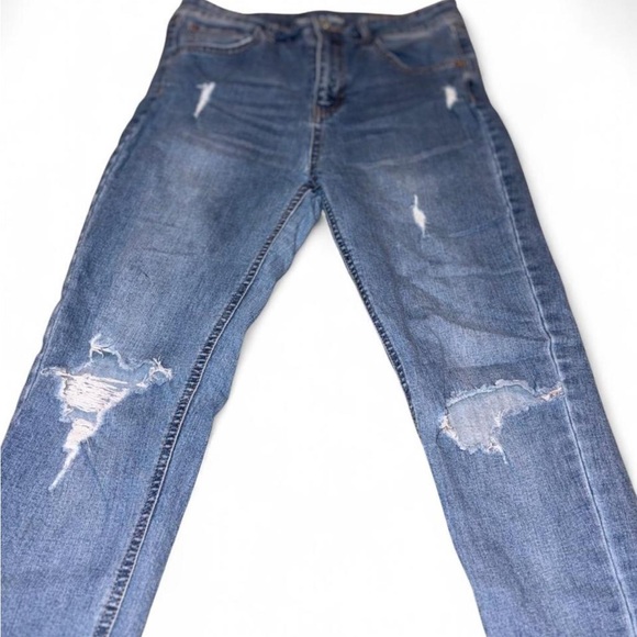Distressed Light Blue Skinny Jeans - Picture 2 of 6